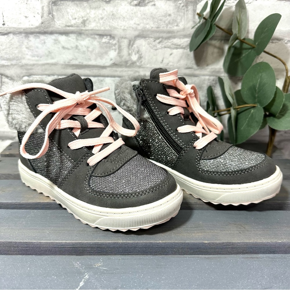OshKosh Kids Sporty Toddler Girls High Top Sparkly Sherpa Sneaker - Sz 10